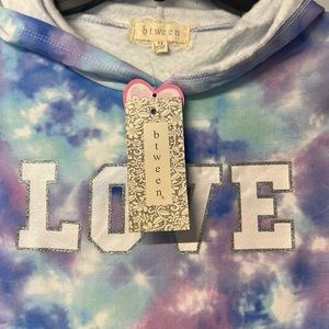 Between brand hoodie with bonus scrunchie